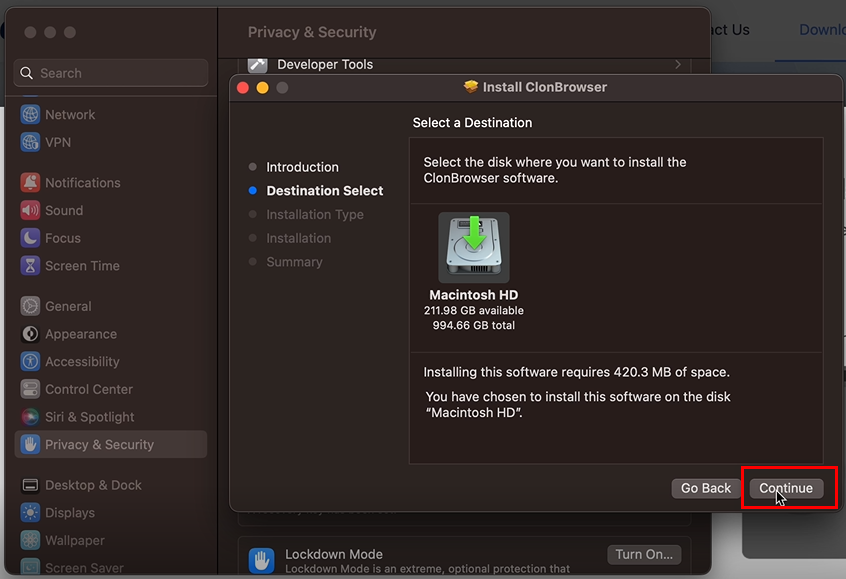 Mac端安装ClonBrowser示意图