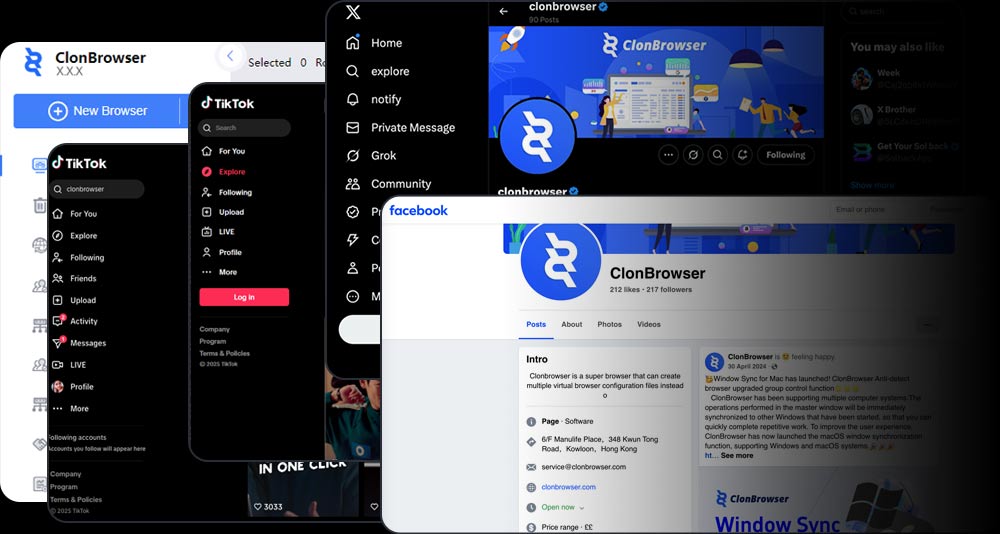 ClonBrowser × 社交媒体